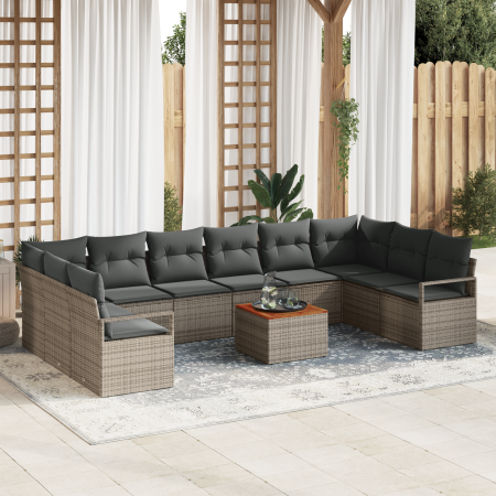 Juego de Sofás de Jardín de 11 Piezas con Cojines Grises de Ratán de Polietileno Acacia by , Outdoor sofas - Ref: Foro24-3356...