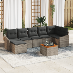 Juego de Sofás de Jardín de 8 Piezas con Cojines Gris de Poliratán von , Outdoor-Sofas - Ref: Foro24-3356529, Preis: 522,02 €...