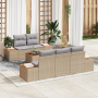 Juego de Sofá de Jardín de 6 piezas con cojines Beige Ratán Poliéster Acacia | Foro24.es | Tu tienda online para hogar, jardín y más Foro24.es