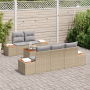 Juego de Sofá de Jardín de 6 piezas con cojines Beige Ratán Poliéster Acacia | Foro24.es | Tu tienda online para hogar, jardín y más Foro24.es