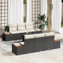 Juego de Sofás de Jardín de 7 Piezas con Cojines Ratán Poliéster Negro Acacia von , Outdoor-Sofas - Ref: Foro24-3356697, Prei...