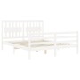 White solid wood bed frame with headboard 160x200 cm by vidaXL, Beds and slatted bases - Ref: Foro24-3194322, Price: 164,32 €...