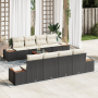 Juego de Sofá de Jardín de 9 Piezas con Cojines Ratán Sintético Negro Acacia von , Outdoor-Sofas - Ref: Foro24-3356717, Preis...