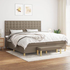 Cama box spring con colchón tela gris taupe 200x200 cm en Camas y somieres | Comprar online en Foro24