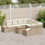 Juego de Sofá de Jardín de 9 Piezas con Cojines Beige Ratán Poliéster Acacia | Foro24.es | Tu tienda online para hogar, jardín y más Foro24.es