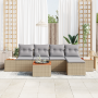 Conjunto de Sofás de Jardín de 6 Piezas con Cojines - Poliratán Beige | Foro24.es | Tu tienda online para hogar, jardín y más Foro24.es