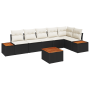 Conjunto de Sofá de Jardín de 7 Piezas con Cojines Ratán Poliéster Negro Acacia von , Outdoor-Sofas - Ref: Foro24-3356767, Pr...