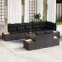 Juego de Sofá de Jardín de 9 Piezas con Cojines Negro Poliratán Acacia von , Outdoor-Sofas - Ref: Foro24-3356783, Preis: 712,...