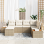 Juego de Sofá de Jardín de 6 Piezas con Cojines Beige Poliratán Acacia | Foro24.es | Tu tienda online para hogar, jardín y más Foro24.es