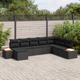 Juego de Sofá de Jardín de 8 Piezas con Cojines Poliratán Negro Acacia von , Outdoor-Sofas - Ref: Foro24-3356813, Preis: 567,...