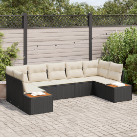 Juego de Sofá de Jardín de 7 Piezas con Cojines Poliratán Negro Acacia von , Outdoor-Sofas - Ref: Foro24-3356827, Preis: 502,...