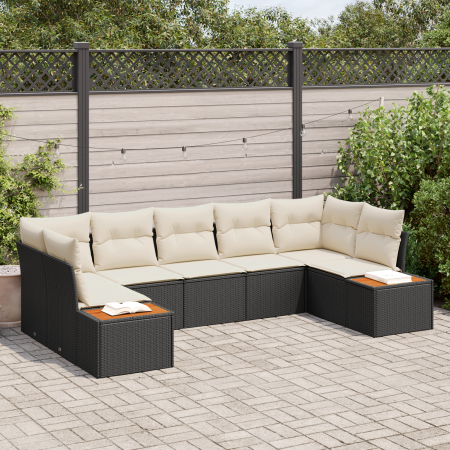 Juego de Sofá de Jardín de 7 Piezas con Cojines Poliratán Negro Acacia von , Outdoor-Sofas - Ref: Foro24-3356827, Preis: 502,...