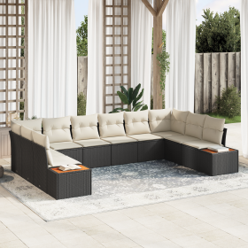 Juego de Sofás de Jardín de 10 Piezas con Cojines Ratán Poliéster Negro Acacia von , Outdoor-Sofas - Ref: Foro24-3356842, Pre...