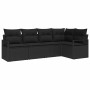 Conjunto de sofá de jardín 5 pcs Negro Poliratán