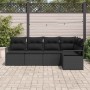 Conjunto de sofá de jardín 5 pcs Negro Poliratán
