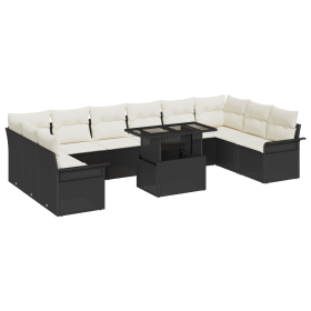 Conjunto de Sofás de Jardín de 11 Piezas con Cojines de Ratán Poliéster Negro von , Outdoor-Sofas - Ref: Foro24-3357090, Prei...