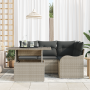 Conjunto de Sofás de Jardín de 5 Piezas con Cojines Gris Claro de Ratán Multifuncional | Foro24.es | Tu tienda online para hogar, jardín y más Foro24.es