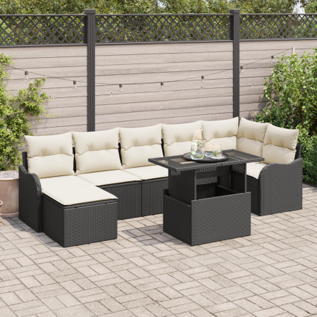 Juego de Sofá de Jardín de 8 Piezas con Cojines Negro Ratán Polietileno von , Outdoor-Sofas - Ref: Foro24-3357240, Preis: 538...