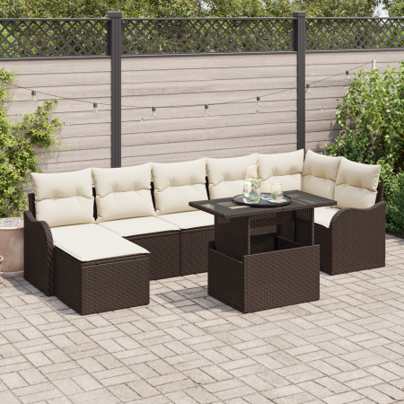 Juego de Sofá de Jardín de 8 Piezas con Cojines Marrón Poliratán by , Outdoor sofas - Ref: Foro24-3357241, Price: 554,58 €, D...