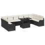 Juego de Sofá de Jardín de 11 Piezas con Cojines de Ratán Negro Poli von , Outdoor-Sofas - Ref: Foro24-3357270, Preis: 763,68...