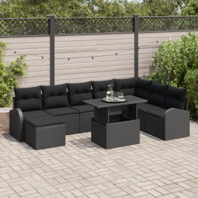 Juego de Sofás de Jardín de 9 Piezas con Cojines Negro Rattan PE von , Outdoor-Sofas - Ref: Foro24-3357436, Preis: 618,88 €, ...