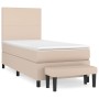 Cama box spring con colchón cuero sintético capuchino 90x200 cm