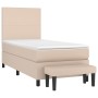 Cama box spring con colchón cuero sintético capuchino 90x200 cm