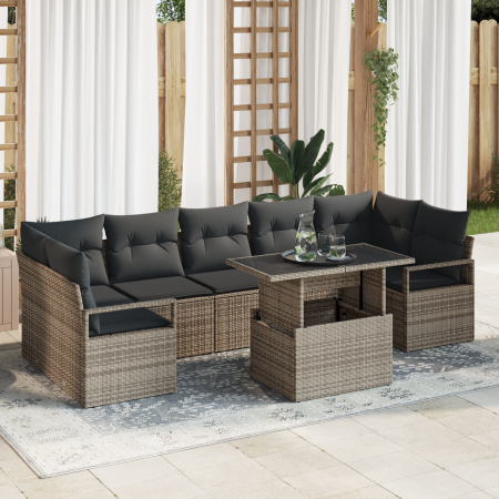 Juego de Sofá de Jardín de 8 Piezas con Cojines Gris Ratán Poliéster by , Outdoor sofas - Ref: Foro24-3357512, Price: 554,05 ...