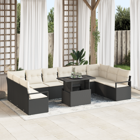 Juego de Sofás de Jardín de 11 Piezas con Cojines Ratán Poliéster Negro by , Outdoor sofas - Ref: Foro24-3357630, Price: 757,...
