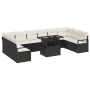 Juego de Sofás de Jardín de 11 Piezas con Cojines Ratán Poliéster Negro by , Outdoor sofas - Ref: Foro24-3357630, Price: 757,...