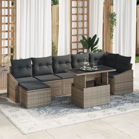Juego de Sofá de Jardín de 8 Piezas con Cojines Grises de Ratán de Polietileno by , Outdoor sofas - Ref: Foro24-3357782, Pric...