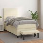 Cama box spring con colchón cuero sintético crema 100x200 cm