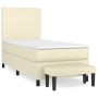 Cama box spring con colchón cuero sintético crema 100x200 cm