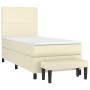 Cama box spring con colchón cuero sintético crema 100x200 cm