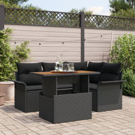 Juego de Sofás de Jardín de 5 Piezas con Cojines Negro Poliratán von , Outdoor-Sofas - Ref: Foro24-3358067, Preis: 412,48 €, ...