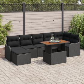 Conjunto de Sofá de Jardín de 8 Piezas con Cojines Rattán Negro Poliratán von , Outdoor-Sofas - Ref: Foro24-3358228, Preis: 5...