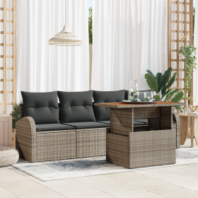 Juego de Sofás de Jardín de 5 Piezas con Cojines Gris Ratán de Poliéster von , Outdoor-Sofas - Ref: Foro24-3358253, Preis: 37...