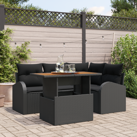 Juego de Sofá de Jardín de 5 Piezas con Cojines de Ratán Poly Negro von , Outdoor-Sofas - Ref: Foro24-3358319, Preis: 412,90 ...