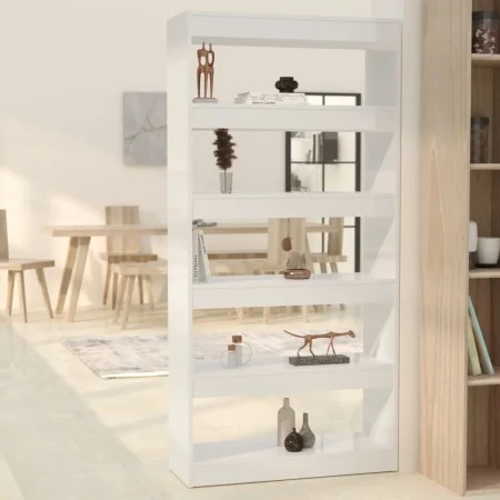 Glossy white engineered wood shelf/divider 80x30x166 cm by vidaXL, Bookcases and shelves - Ref: Foro24-811724, Price: 68,35 €...