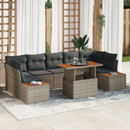 Juego de Sofá de Jardín de 8 Piezas con Cojines en Gris Ratán Polimérico de , Sofás de exterior - Ref: Foro24-3358783, Precio...