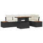 Juego de Sofá de Jardín de 6 Piezas con Cojines Negro Ratán Poli von , Outdoor-Sofas - Ref: Foro24-3358806, Preis: 472,41 €, ...