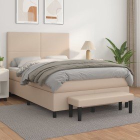 Cama box spring con colchón cuero sintético capuchino 140x190cm en Camas y somieres | Comprar online en Foro24