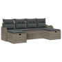 Set de Sofá de Jardín de 6 Piezas con Cojines en Ratán Gris Poliéster by , Outdoor sofas - Ref: Foro24-3359018, Price: 365,61...