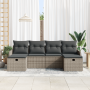 Set de Sofá de Jardín de 6 Piezas con Cojines en Ratán Gris Poliéster by , Outdoor sofas - Ref: Foro24-3359018, Price: 365,61...