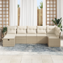 Conjunto de Sofá de Jardín de 7 Piezas con Cojines Beige de Poliratán | Foro24.es | Tu tienda online para hogar, jardín y más Foro24.es