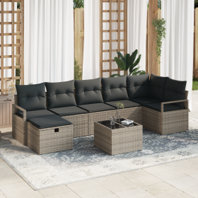 Set de Sofá de Jardín de 8 Piezas con Cojines