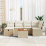 Conjunto de Sofá de Jardín de 7 Piezas con Cojines Beige de Poliratán von , Outdoor-Sofas - Ref: Foro24-3359540, Preis: 463,1...