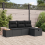 Conjunto de Sofá de Jardín de 4 Piezas con Cojines Negro Poliratán | Foro24.es | Tu tienda online para hogar, jardín y más Foro24.es
