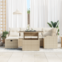 Conjunto de Sofá de Jardín de 7 Piezas con Cojines Beige de Ratan Sintético von , Outdoor-Sofas - Ref: Foro24-3359718, Preis:...