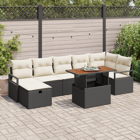 Juego de Sofá de Jardín de 8 Piezas con Cojines Ratán Poliéster Negro von , Outdoor-Sofas - Ref: Foro24-3360002, Preis: 496,5...